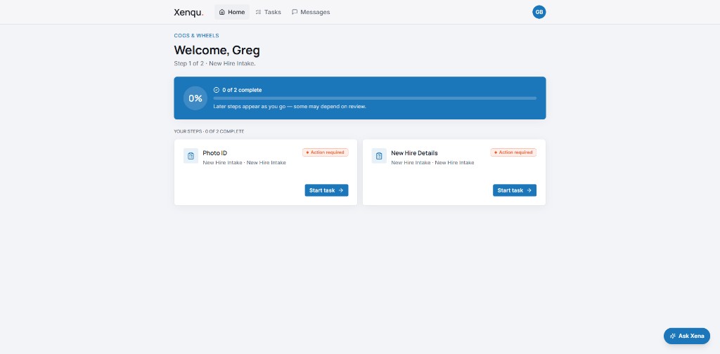 Secure portal showing required caregiver compliance tasks